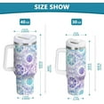 thumbnail image 2 of Boho Flowers White 40 oz Tumbler with Lid and Straw Insulated Tumblers with Handle Travel Coffee Mug Cup Large Water Bottles Cup Fits in Car Cup Holder, 2 of 6