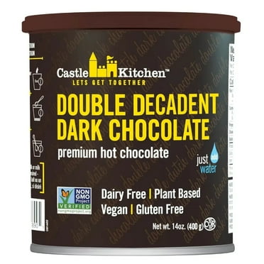 Castle Kitchen Double Dutch Premium Dark Hot Chocolate Mix - Vegan, Plant Based, Gluten Free, Dairy Free, Non-GMO Project Verified, Kosher, Just Add Water - 14 oz