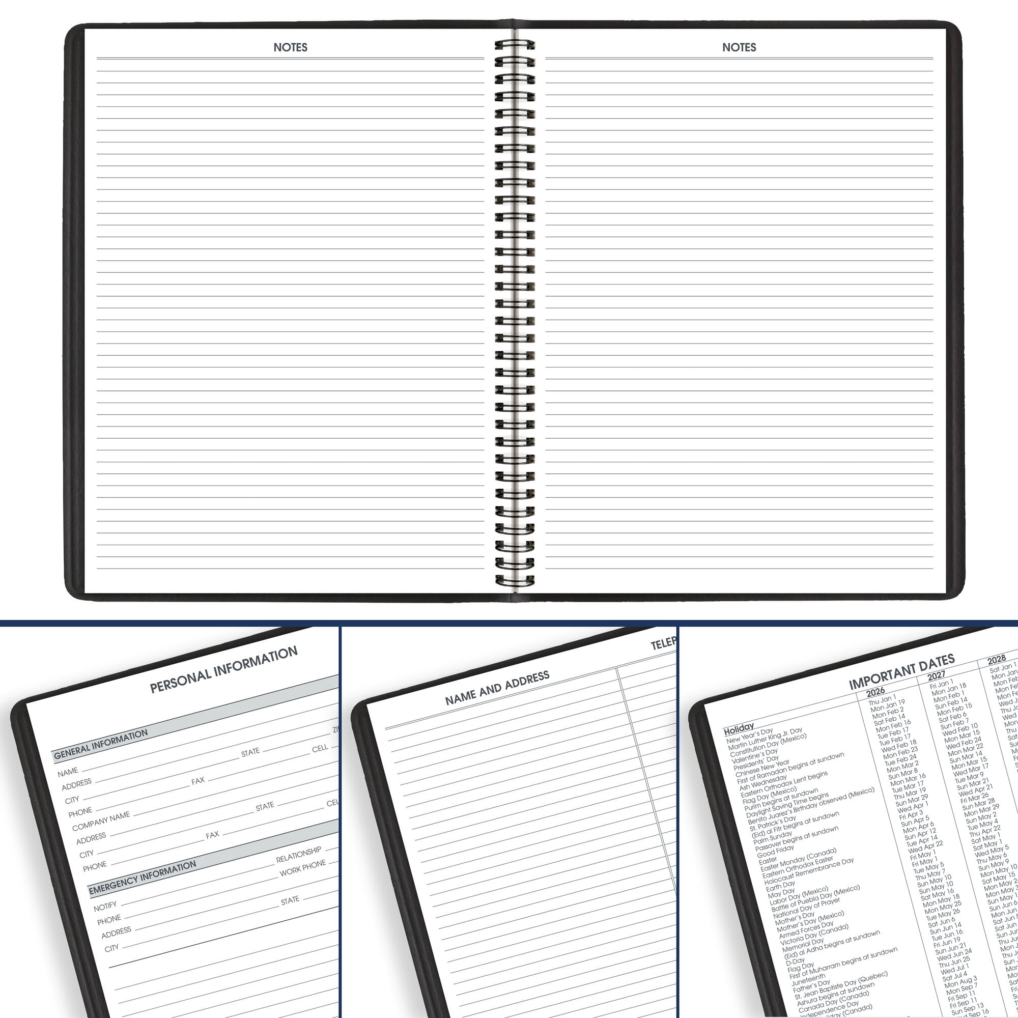 AT-A-GLANCE Academic 2026-2027 Weekly Appointment Book Planner Black Large 8 14