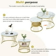 thumbnail image 5 of Small Coffee Table with Marble Grain Table Top, Golden Iron Frame Nesting Tables Set of 2, Circle Coffee Table for Living Room, Balcony, 5 of 9