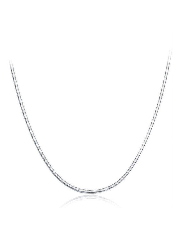 Silver Bone Chain Necklace Women's Clavicle Necklace Gold style Chain Wearing Necklace-White gold color-16 inches