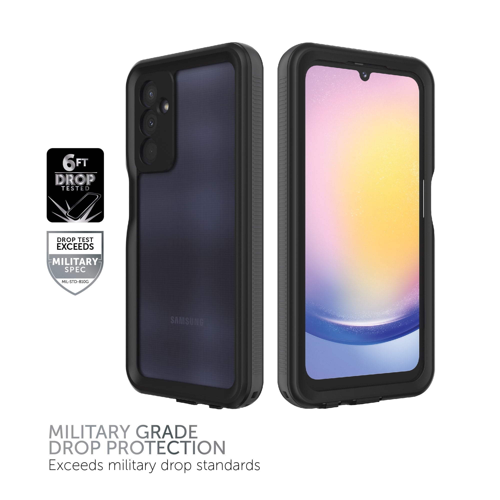 Body Glove Tidal Waterproof Phone Case for Samsung Galaxy A25 5G – Black/Gray