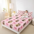 thumbnail image 3 of Erosebridal Pink Bowknot Full Size Sheets For Kids,Cartoon Capybara Rodent Animals Bed Sheets 4 Pieces, 3 of 6
