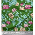thumbnail image 1 of Soimoi Green Georgette Viscose Fabric Leaves & Peony Floral Print Sewing Fabric Yard 42 Inch Wide, 1 of 3