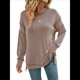 thumbnail image 1 of Sudaderas Holgadas de Larga para Mujer, de Canalé, con Abertura Lateral y Dobladillo Alto y Bajo, para Otoño Caqui M, 1 of 7