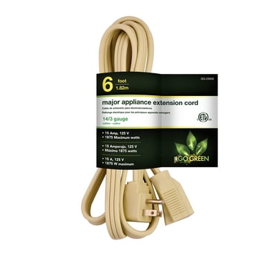 GoGreen Power (GG-25606) 14/3 6' SPT Appliance Cord, Beige, 6 Ft