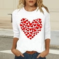 thumbnail image 5 of Yteetum Women's Valentines T Shirts Oversized Crewneck Valentine's Day Graphic Printed 3/4 Length Sleeve Shirt Tops Womens Casual Round Neck Loose Comfy Loves Heart Print Three Quarter Sleeve Shirts, 5 of 6