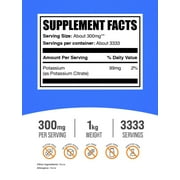BulkSupplements Potassium Citrate Powder - Gluten Free, 1kg (2.2 lbs)