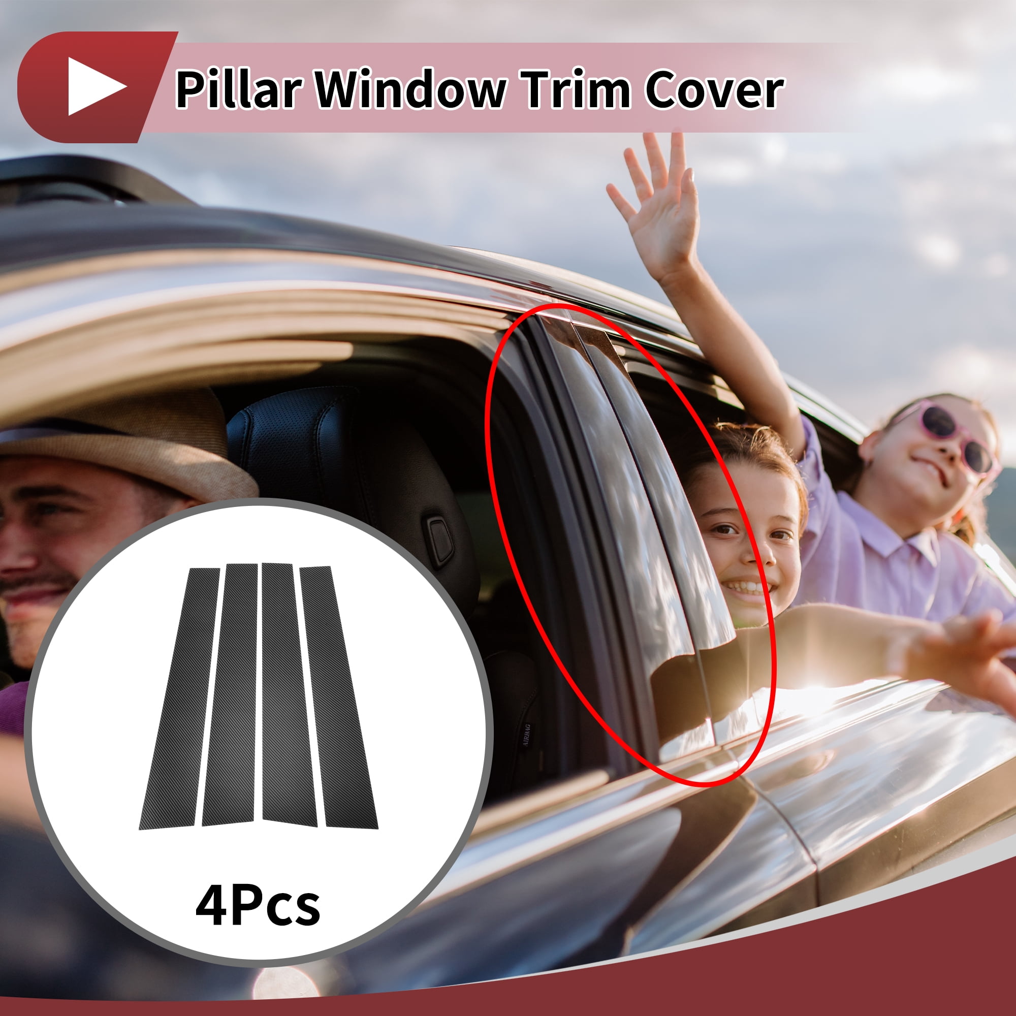 Unique Bargains 4 Pcs Front Car Door Pillar Window Trim for Toyota Runner 2010-2023 Black1