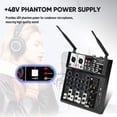 thumbnail image 4 of FULODE 4 Channel Audio Mixer, Karaoke Mixer with Dual Wireless Microphones, Professional Sound Board DJ Mixing Console MP3 Bluetooth 48V Phantom Power USB Interface for PC Studio Recording Party, 4 of 9