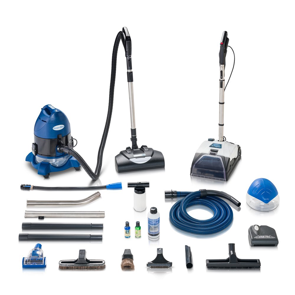 Ocean Blue Water Filtration Bagless Canister Vacuum Cleaner W/ Shampooer Air Purifier