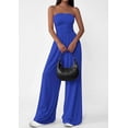 thumbnail image 7 of PRETTYGARDEN Womens Trendy Strapless Rompers Ruched Tube Top Wide Leg One Piece Jumpsuits Beach Vacation Summer Outfits, 7 of 7