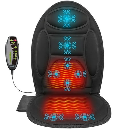 Mynt Back Massager Seat Cushion Massager with Heat, 8 Vibration Massage Nodes Massage Chair Pad for Home Office Chair