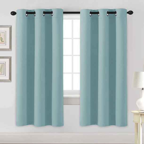 Cortinas blancas de 96 pulgadas de largo, paneles de tratamiento de ventana/cortinas para sala de estar, diseño moderno, paneles de cortina con ojales para comedor, juego de 2, azul mineral, 42 pulgadas de ancho x 72 pulgadas de largo