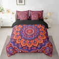 thumbnail image 2 of Manfei Bohemian Mandala Bedding Comforter Set 7pcs for Girls Women, Hippie Floral Flower King Bedding Sets, Purple Orange Bed Sheets, Ultra Soft Home Decor, 2 of 8