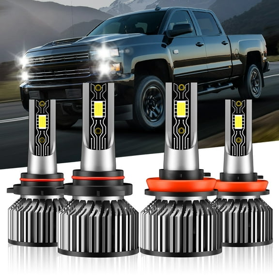 4x High Low Beam Acura MDX 2004 2005 2006 9005 H11 LED Headlight Bulbs Kit 600% Brighter 6000KWhite LED 9005/HB3 H8/H9/H11 Bulbs