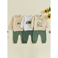 thumbnail image 3 of Baby Toddler Boy 2 Piece Fall Outfit, 0 6 12 18 24 Months 2T 3T 4T Letter Tractor Print Long Sleeve Sweatshirt Elastic Waist Pants with Pockets Clothing Set, 3 of 9