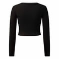 thumbnail image 6 of Women's Cropped Long - Sleeve V - Neck Knit Top for Casual Wear,Black,Z1 Black, 6 of 7