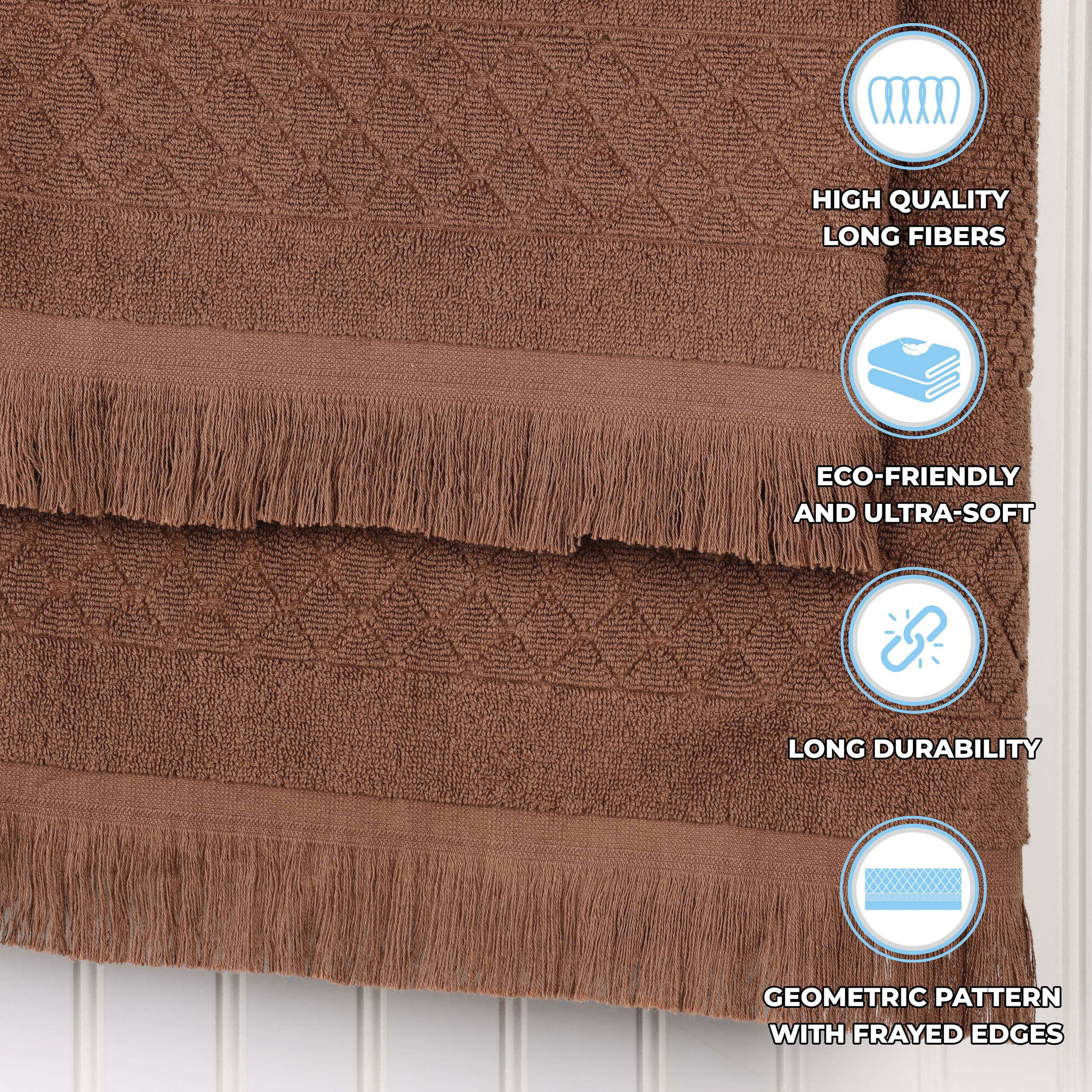 Superior Rolla Cotton Geometric Soft 8 Piece Towel Set, Chocolate