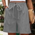 thumbnail image 2 of Iyufng Shorts for Women Plus Size Shorts,Women's Casual Shorts with Elastic Waist Tether Solid Color Straight Leg Short Pants, 2 of 7