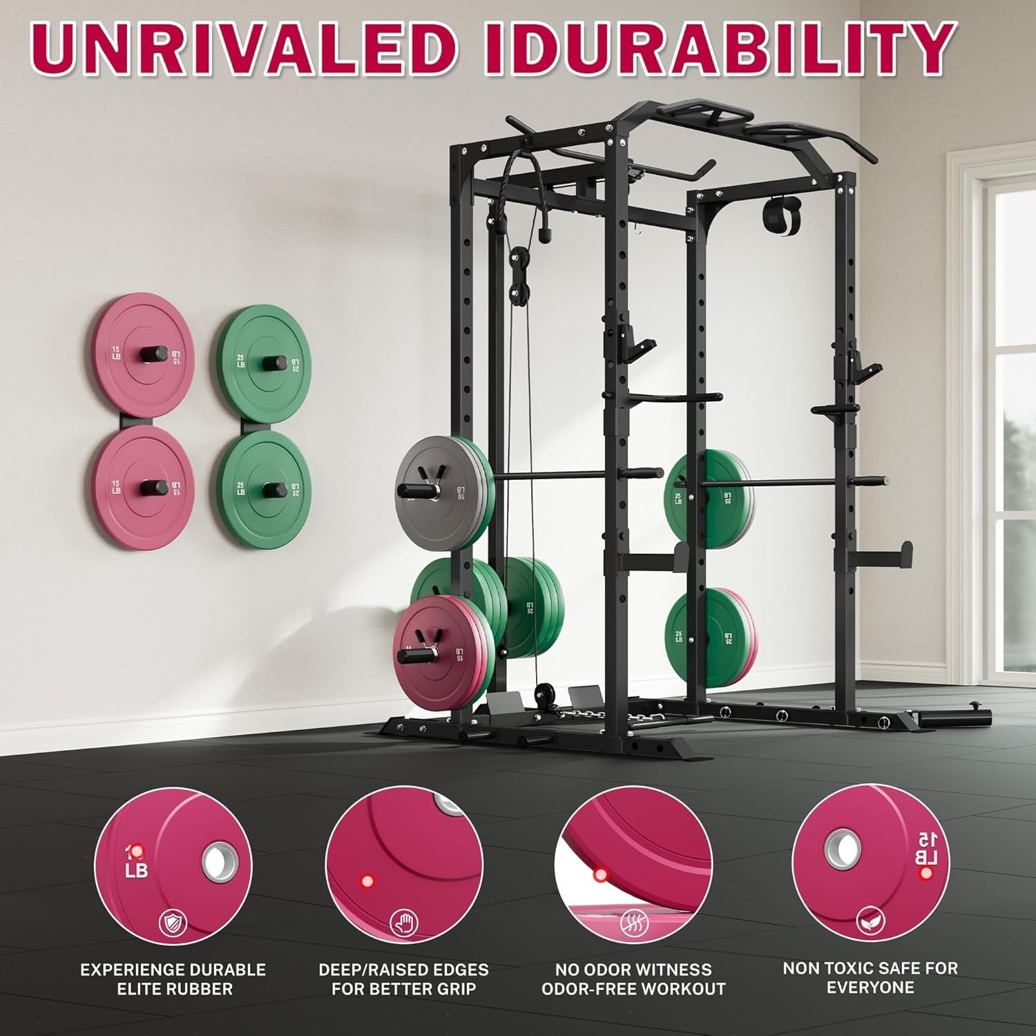 10/15/25 lb Colored Bumper Weight Plates Olympic Weight Plate Set,Rubber Weight Plates Set for Home Gym, Barbell Weights Plates for Weight Lifting and Strength Training