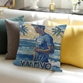 thumbnail image 3 of BANET  Modern Throw Pillow Cushion Cover, Pacific Waves Surf Camp and Hawaii Logo Motif Effects Design, Decorative Square Accent Pillow Case 24x24in, 3 of 5