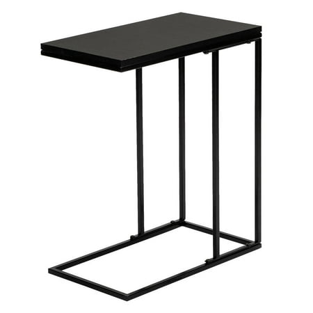 Hodely C-Shaped Metal End Table for Sofa Couch and Bed, Black