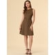 thumbnail image 3 of Vestido De Tweed A Cuadros Sin Mangas Para Mujer Vestidos De Trabajo De Pata De Gallo Entallados Y Acampanados MarrÃ³n S INSPIRE CHIC Vestido, 3 of 6