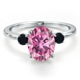 thumbnail image 3 of Gem Stone King 14K White Gold Pink Moissanite and Black Onyx Engagement Ring for Women | 3.02 Cttw | Oval 10X8MM | Gemstone Birthstone | Size 7, 3 of 6