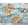thumbnail image 3 of Soimoi Green polyester Crepe Fabric Tomato & Freesia Floral Decor Fabric Printed Yard 42 Inch Wide, 3 of 5