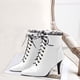 thumbnail image 2 of NECHOLOGY Zapatos Botines de mujer Botas de tobillo de encaje de moda de invierno para mujer con tacones tacones puntiagudos con cordones botas de tobillo con cremallera lateral (White 7), 2 of 7