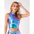 thumbnail image 5 of HULIJA Women's Wet Look Sleeveless Turtleneck Crop Tank Tops Clubwear Colorful XL, 5 of 7