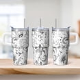 thumbnail image 2 of Double Wall Vacuum Cup 20oz with Lid and Straw - Stainless Steel Insulated Travel Coffee Mug, Leakproof Thermal Tumbler, Bohemian Style, 2 of 5