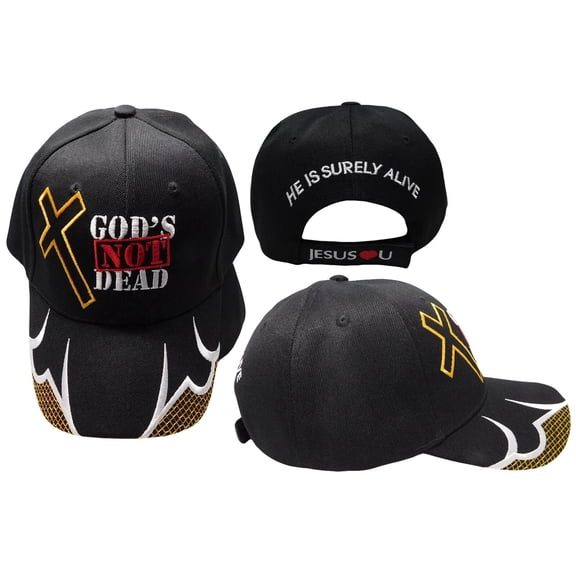 God's Not Dead Hat Ball Cap I Love Heart Jesus Black Christian Cross