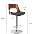 thumbnail image 2 of Black Adjustable Swivel Bar Stool - Modern Wood Back, Diamond Quilted Seat - 24-32.3" Height - Chrome Accents - Living Room, Kitchen, Bar Seating, 2 of 8
