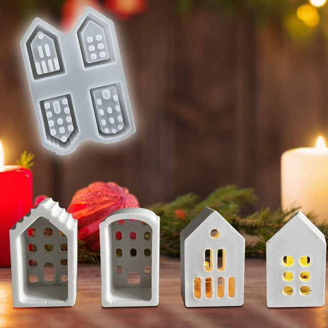 Molde de vela de árbol de Navidad, molde de silicona para exhibición de velas de yeso de aromaterapia navideña