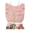 thumbnail image 4 of Big Girls' Off Shoulder Ruffle Crop Top Skirt Floral Flower Girl Dress Clothing Set Outfit Blush 10 (J21KS30S), 4 of 4