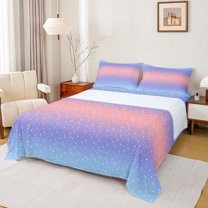 Castle Fairy Starry Sky Girl Boy 4pcs Bed Sheets,Universe Galaxy King Sheets,Abstract Gradient Ombre Super Cozy Sheet Set,Breathable Home Decor