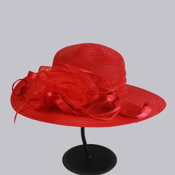 TODOZO Women's Organza Kentucky Derby Fascinator Hat Cloche Bowler Hat Cocktail Tea Party Wedding Sun Hat Wide Brim Dress Hat for Women Lady Tea Party Derby Noble Church Summer Ruffles Cap Spring Sum