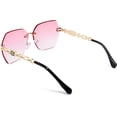 thumbnail image 2 of Gafas de sol clásicas sin montura para mujer con montura de metal y corte de diamante, 2 of 5