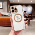 thumbnail image 1 of for iPhone 15 Pro Max/15 Ultra Magnetic Case Compatible with MagSafe, Luxury Plating Bling Rose Pattern Shockproof Case with Camera Lens Protection, 1 of 5