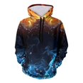 thumbnail image 4 of XPMWRP Women's Hoodies Pullover Fire Printed Hooded Sweatshirts Casaul Long Sleeve Drawstring Pullover Fashion Fall Winter Sweatshirt with Pocket Blue XL, 4 of 9
