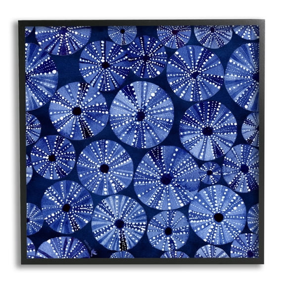 Stupell Industries Abstract Blue Sea Urchin Pattern Abstract Painting Black Framed Art Print Wall Art