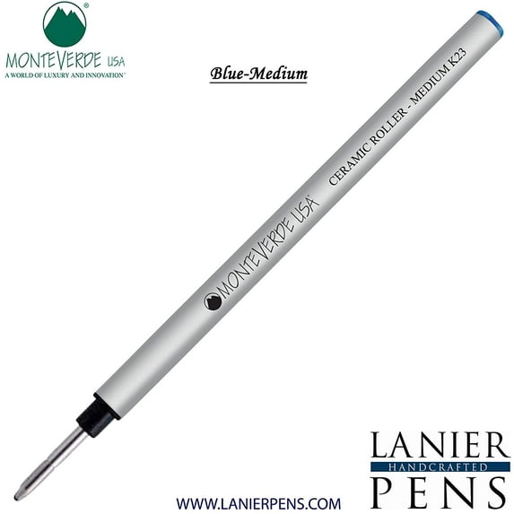 Lanier Combo Pack - 1 Pack - Monteverde Capless Ceramic Rollerball K23 Gel Ink Refill Compatible with most Pelikan Style Rollerball Pens - Blue (Medium Tip 0.7mm)