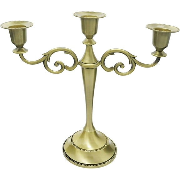 3 Candle Metal Candelabra – Candlesticks Holder for Formal Events, Wedding, Church, Holiday Décor, Halloween – Taper Candle Holder Stand Centerpiece Elegant Decoration Piece for Table