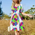 thumbnail image 4 of ¡Flores al poder! Vestido de manga corta, vestidos de verano para mujer, vestidos de verano, vestido largo de verano para mujer., 4 of 7