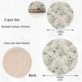 thumbnail image 3 of FREEAMG Cotton Stylish Eucalyptus Leaves Pattern 2 Pcs Woven Pot Holder Trivets Set,Round Coasters Placemat for Cooking Baking Hot Dish Pan Pot Bowl Teapot(7/9 Inches), 3 of 5