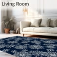 thumbnail image 2 of ODIKA 5'x7' Machine Washable Non-Slip Area Rug, Festive Snowflake Winter Holiday Absorbent High Traffic Rug with Pad, Blue, 622769, 2 of 8