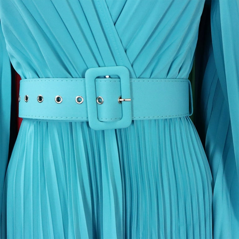 Fashion Elegant Solid Buckle Flounce With Belt O Neck A Line Dresses Fashion Elegant Solid Buckle Flounce With Belt O Neck A Line Dresses