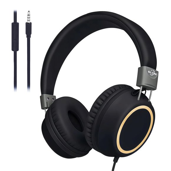 Auriculares Olyre Kids plegables con cable y micrófono, negros